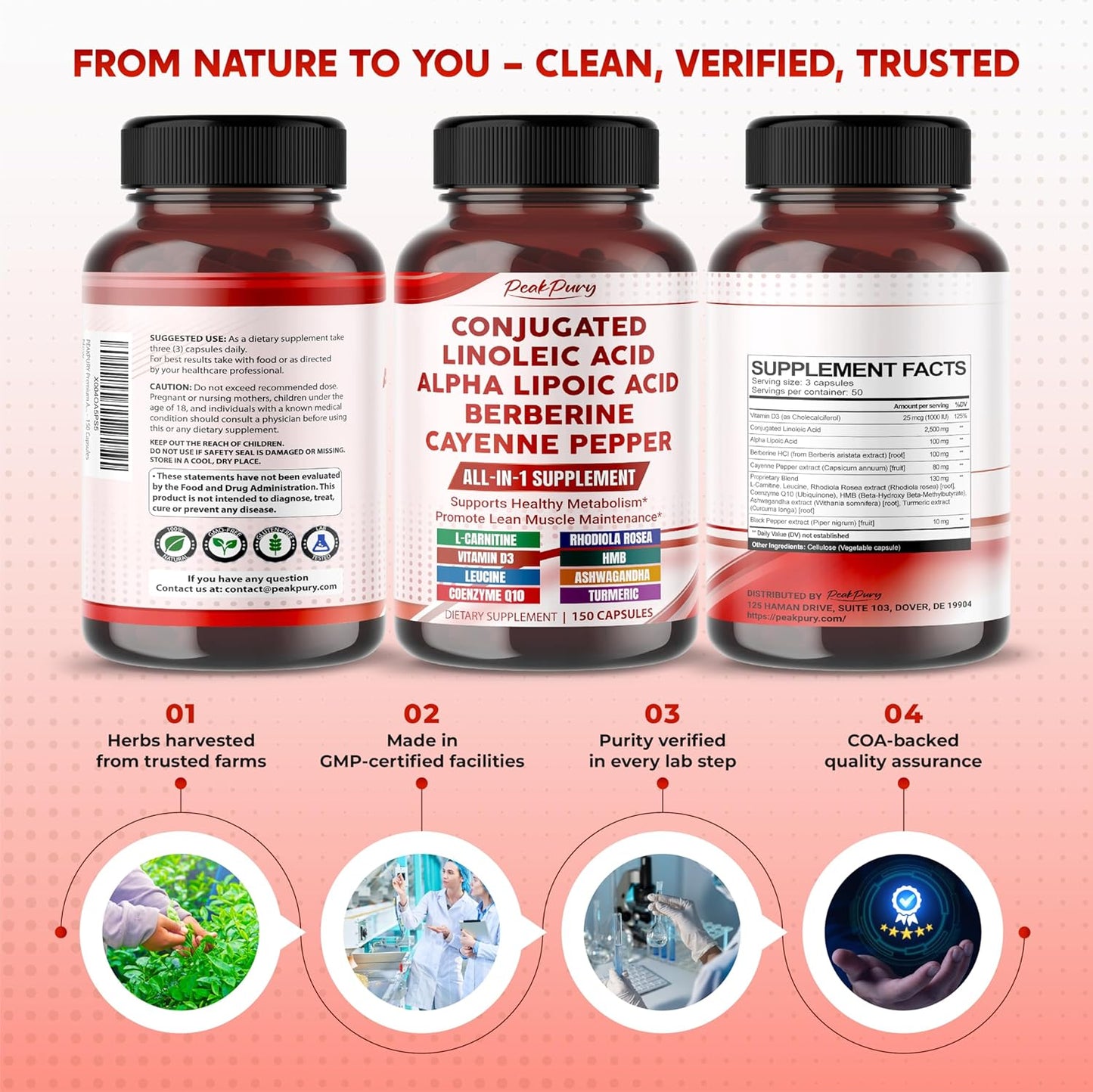 Premium All-in-1 CLA, Alpha Lipoic Acid, Berberine & Cayenne – Supports Metabolism & Lean Muscle Maintenance – Made in The USA – 150 Capsules