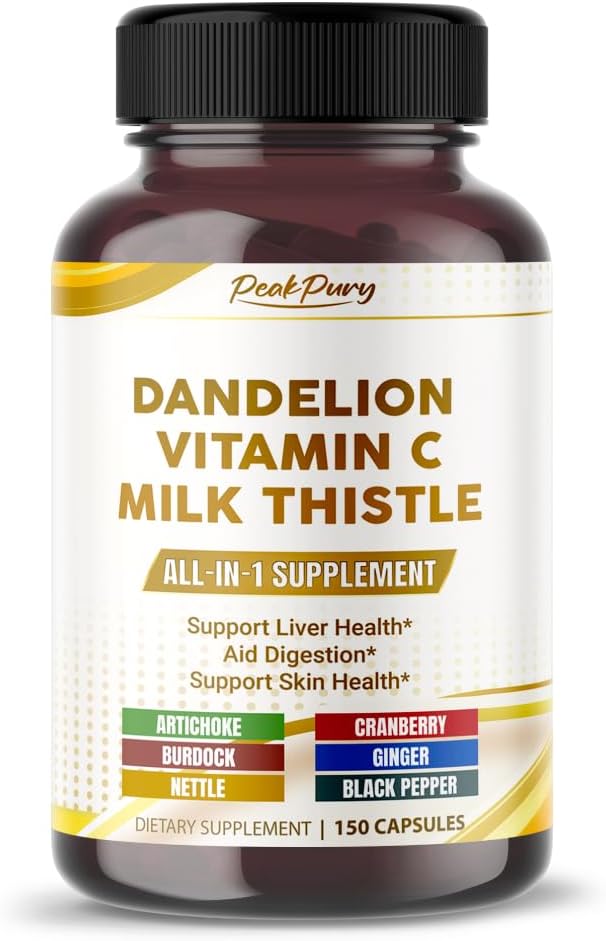 Ultra Dandelion with Milk Thistle & Vitamin C Artichoke - All-in-1 Supplement for Liver Health, Digestion & Skin Support - Made in The USA - 150 Capsules