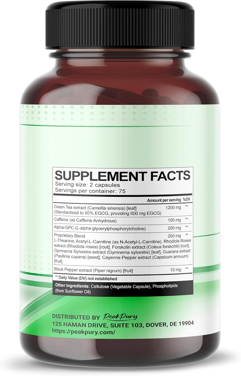 Ultra Green Tea, EGCG, Caffeine & Alpha-GPC – Natural Energy, Focus & Metabolism Support – Made in The USA – 150 Capsules