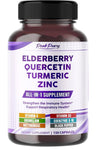 Elderberry Quercetin Turmeric Zinc - Support The Immune System, Respiratory Health - Made in The USA