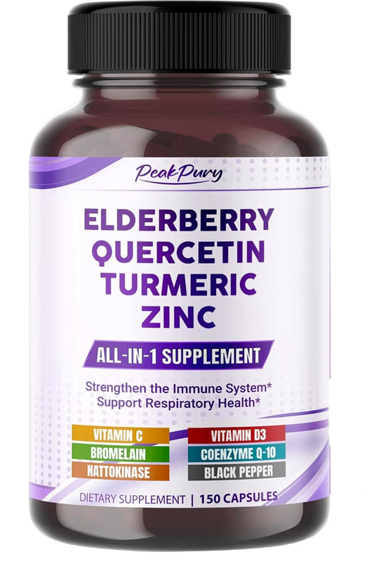 Elderberry Quercetin Turmeric Zinc - Support The Immune System, Respiratory Health - Made in The USA