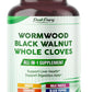 All-in-1 Wormwood Black Walnut Whole Cloves Ginger - Supports Liver Health & Aids Digestion - Made in The USA -150 Capsules