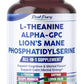 Premium L-Theanine, Alpha-GPC, Lion’s Mane & Phosphatidylserine – Cognitive & Mental Focus Support Supplement – Made in The USA – 150 Capsules