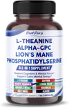 Premium L-Theanine, Alpha-GPC, Lion’s Mane & Phosphatidylserine – Cognitive & Mental Focus Support Supplement – Made in The USA – 150 Capsules