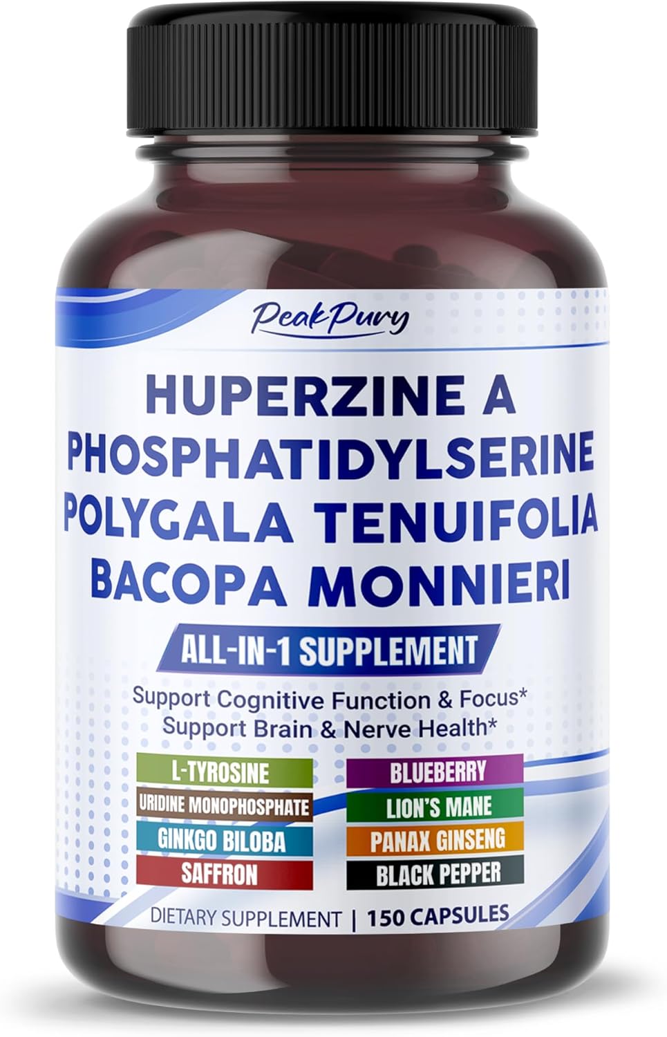 Premium All-in-1 with Huperzine A, Phosphatidylserine, Polygala & Bacopa – 150 Capsules – Made in USA – Non-GMO & Gluten-Free*