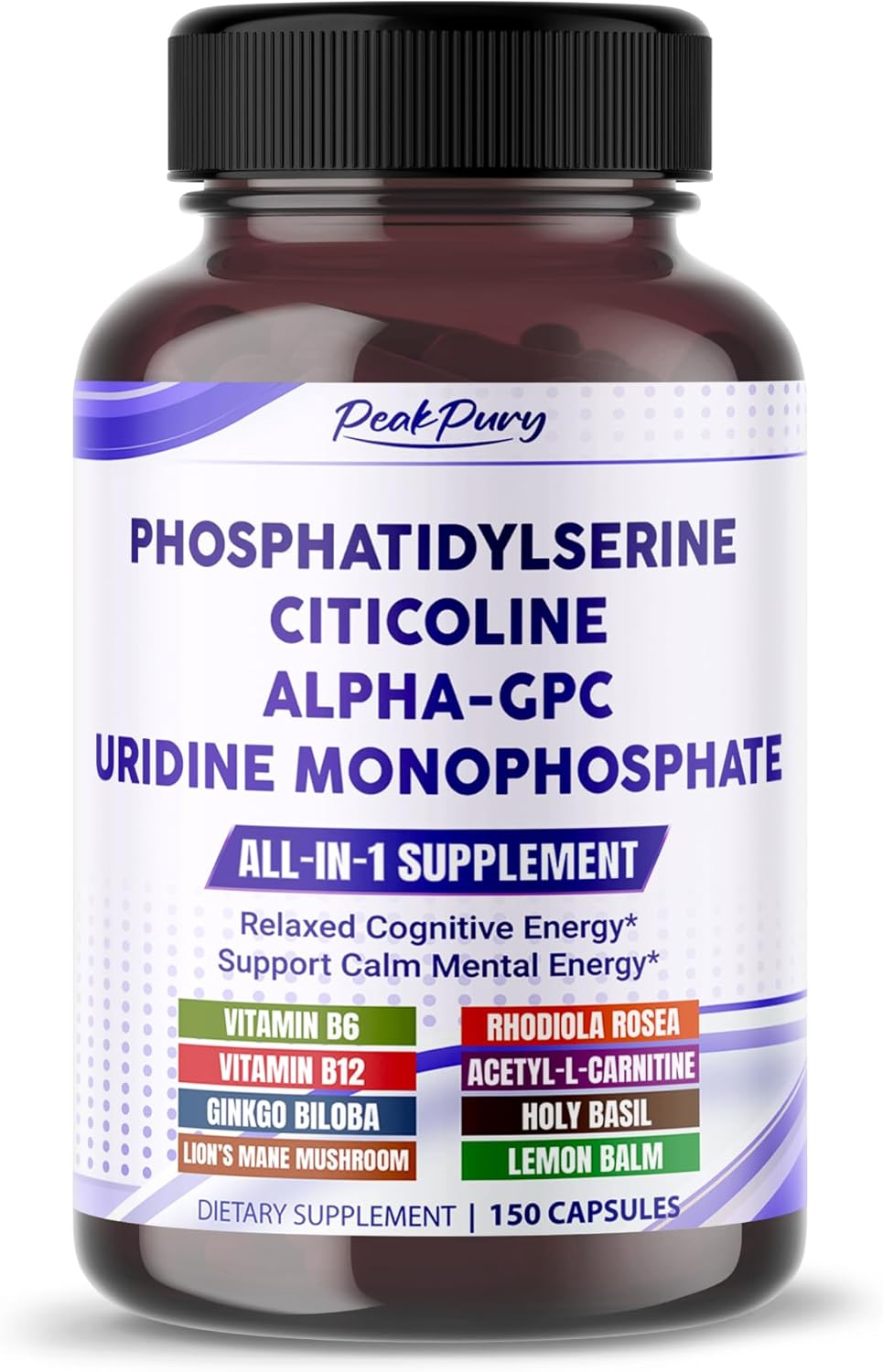 All-in-1 Phosphatidylserine, Citicoline, Alpha-GPC & Uridine Supplement – Supports Mental Clarity, Brain Energy & Cognitive Wellness – Made in The USA – 150 Capsules