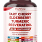 Tart Cherry Elderberry Turmeric Resveratrol - Rich in Antioxidants, Support Joint Health - Made in The USA