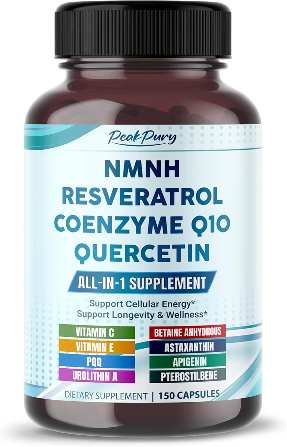 Ultra NMNH 600 mg with Resveratrol, CoQ10, Quercetin, Urolithin A & PQQ – All-in-1 Supplement for Cellular Energy, Healthy Aging & Wellness – 150 Capsules