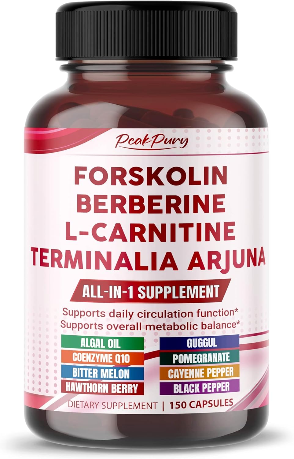All-in-1 Herbal Blend with Forskolin, Berberine & L-Carnitine – Daily Wellness Support – 150 Capsules