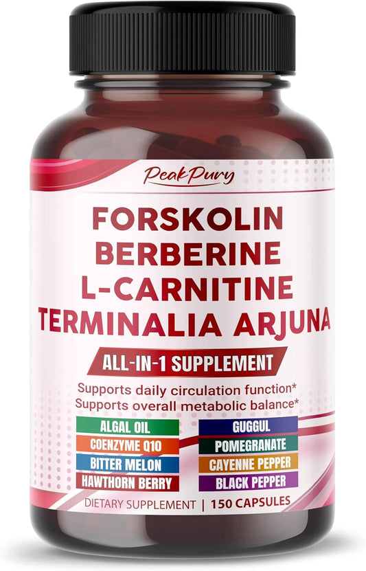 All-in-1 Herbal Blend with Forskolin, Berberine & L-Carnitine – Daily Wellness Support – 150 Capsules