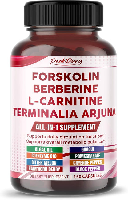 All-in-1 Herbal Blend with Forskolin, Berberine & L-Carnitine – Daily Wellness Support – 150 Capsules