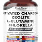Premium All-in-1 Activated Charcoal, Zeolite, L-Glutamine & Chlorella – Supports Digestive Cleanse & Immune Wellness – Made in The USA – 150 Capsules