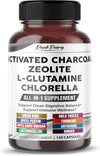 Premium All-in-1 Activated Charcoal, Zeolite, L-Glutamine & Chlorella – Supports Digestive Cleanse & Immune Wellness – Made in The USA – 150 Capsules