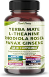 Ultra All-in-1 Yerba Mate, L-Theanine, Rhodiola & Panax Ginseng – Supports Mental Focus & Natural Energy – Made in The USA – 150 Capsules