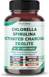 Ultra All-in-1 Chlorella, Spirulina, Activated Charcoal & Zeolite – Natural Detox, Immune & Vitality Support – Made in The USA – 150 Capsules