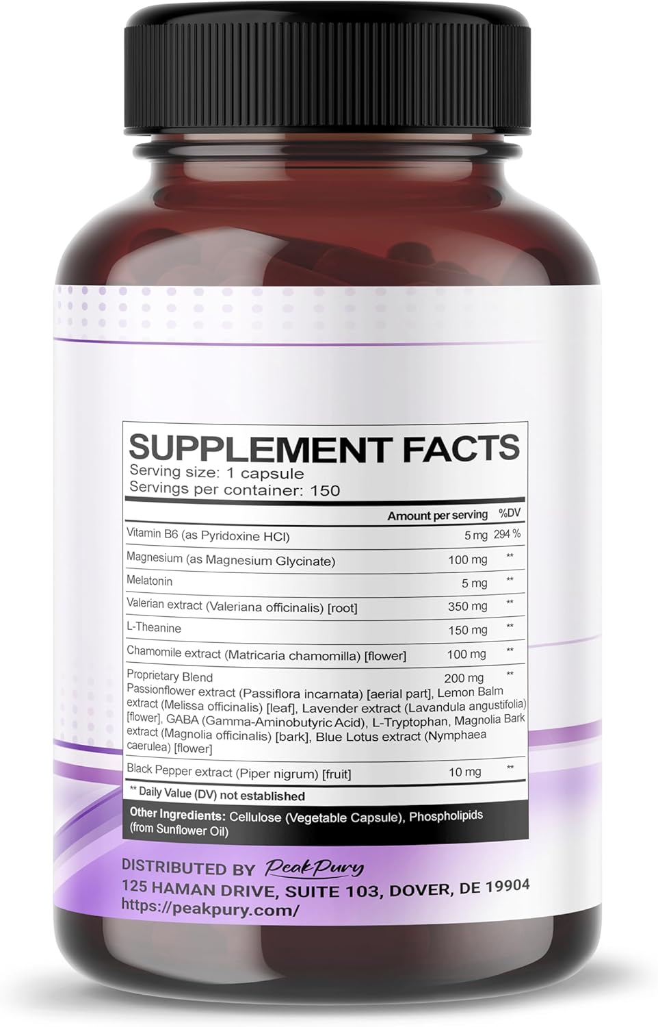 All-in-1 Melatonin, Valerian, L-Theanine & Chamomile Supplement – Supports Restful Sleep & Mental Relaxation – Made in The USA – 150 Capsules