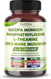 Premium Bacopa, Phosphatidylserine, L-Theanine & Lion’s Mane – All-in-1 Supplement for Focus, Brain Function & Emotional Balance – Made in The USA – 150 Capsules
