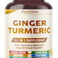 Ultra Ginger & Turmeric Aids Digestion & Supports Heart Health – Includes Cayenne Pepper, Lemon Balm, Cinnamon, Peppermint, Green Tea - Made in The USA- 150 Capsules