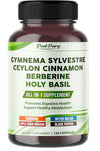 All-in-1 Gymnema Sylvestre Ceylon Cinnamon Berberine1, High Potency s for Digestive Health & Metabolism Support - Made in The USA