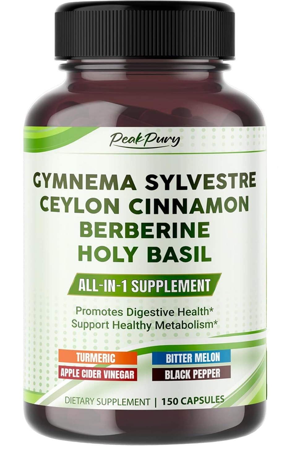 All-in-1 Gymnema Sylvestre Ceylon Cinnamon Berberine1, High Potency s for Digestive Health & Metabolism Support - Made in The USA