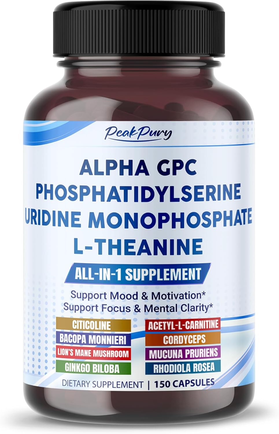 Ultra Alpha GPC, Phosphatidylserine, Uridine & L-Theanine – Nootropic Supplement for Mood, Focus & Mental Clarity – Made in The USA – 150 Capsules