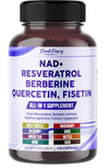 NAD+ Trans-Resveratrol Berberine Quercetin Fisetin Milk Thistle - Made in USA