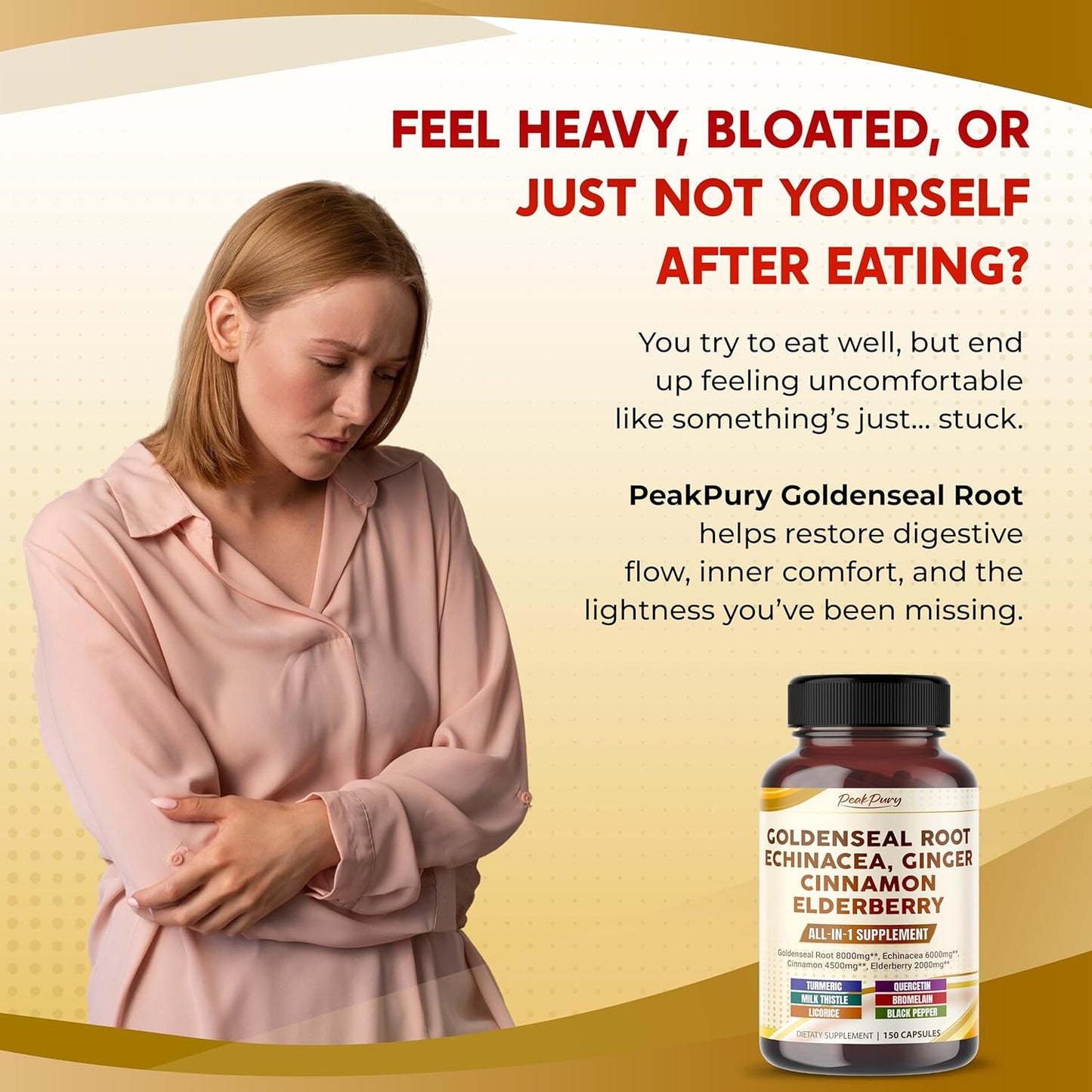 Goldenseal Root Echinacea Cinnamon Elderberry - All-in-1 Supplement - Made in USA