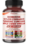 Berberine Cinnamon Apple Cider Vinegar Turmeric - Overall Wellness Support- Made in USA