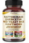 Nattokinase 5000FU Quercetin Red Yeast Rice Hawthorn - Overall Wellness Support - Made in USA