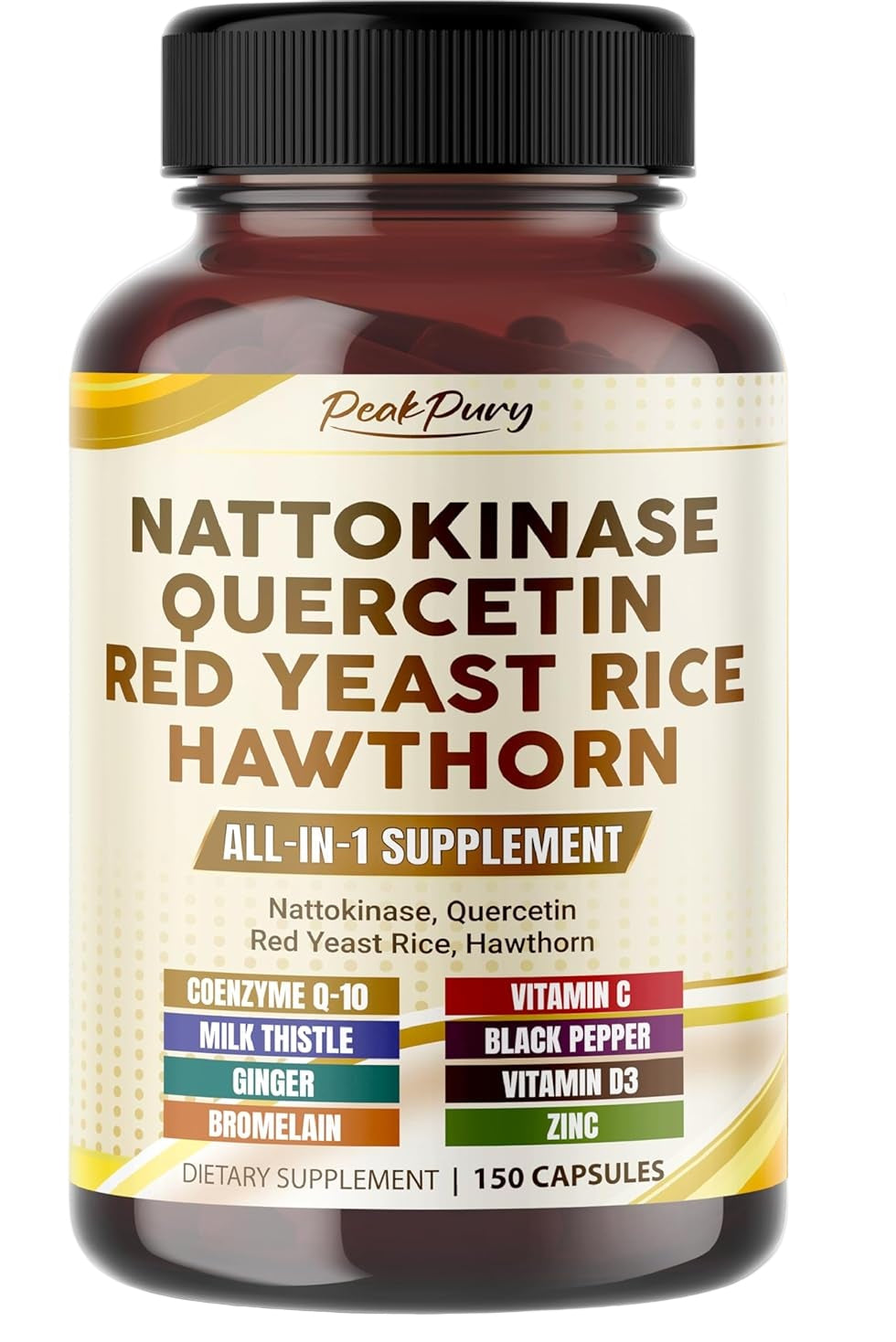 Nattokinase 5000FU Quercetin Red Yeast Rice Hawthorn - Overall Wellness Support - Made in USA