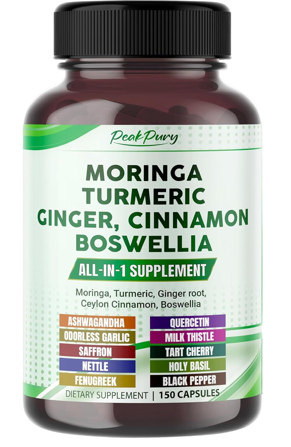 Moringa, Turmeric, Ginger Root, Ceylon Cinnamon, Boswellia - Made in USA