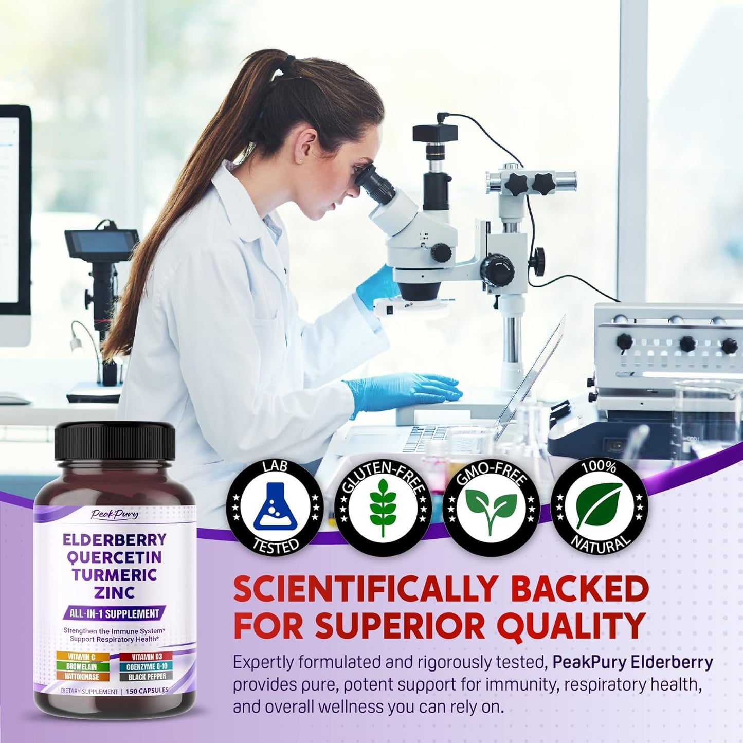Elderberry Quercetin Turmeric Zinc - Support The Immune System, Respiratory Health - Made in The USA