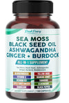 Sea Moss Black Seed Oil Ashwagandha Ginger Burdock Bladderwrack - Immunity Support - Made in USA