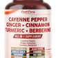 Cayenne Pepper Ginger Turmeric Berberine - Digestion, Gut Heath Support - Made in USA