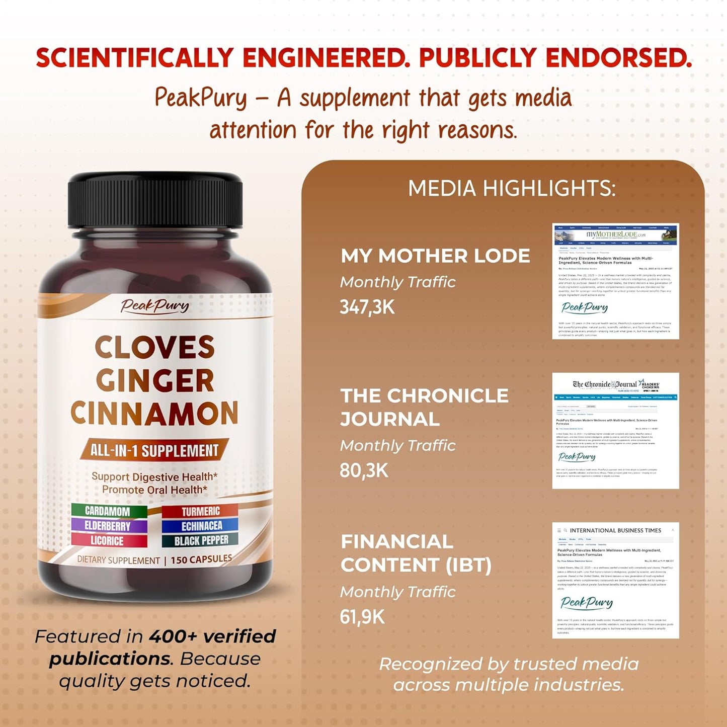 Ultra Cloves with Ginger & Cinnamon - All-in-1 Supplement for Digestive & Oral Health Support - Made in The USA - 150 Capsules