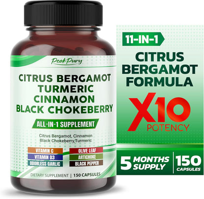 Citrus Bergamot Cinnamon Black Chokeberry Turmeric - Overall Wellness Support - Made in USA